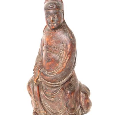 Lot 423 chinese light wood carved seated buddha
