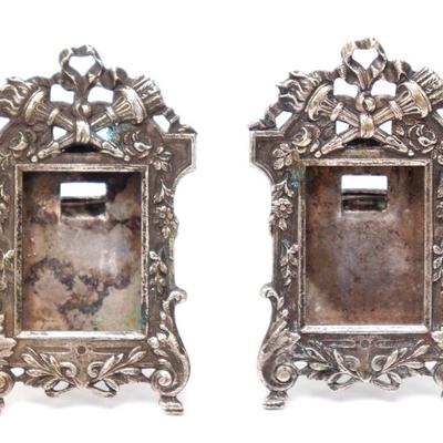 Lot 140 pair of sterling silver miniature frames 19th c.