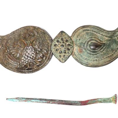 Lot 117 antique bronze bulgarian belt buckle 18th c.
