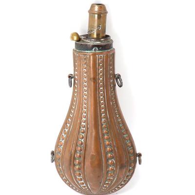 Lot 75 copper black powder flask with spout