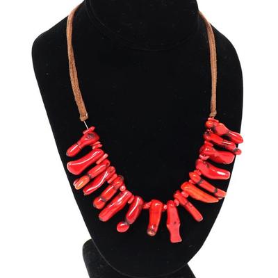 Lot 152 gorgeous heavy red coral necklace