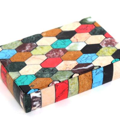 Lot 94 multiple mineral mosaic jewelry box