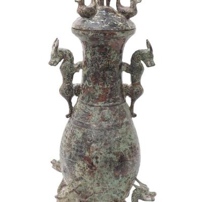 Lot 384 tall chinese archaistic style vessel