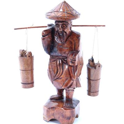 Lot 369 vintage wood carved fisherman statue