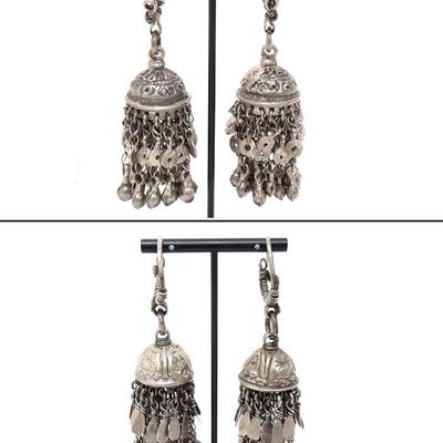Sale Photo Thumbnail #156: Lot 156 two sets of indian silver earrings 165 grams