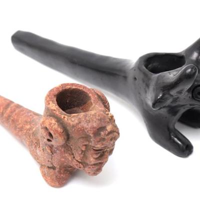 Lot 494 two handcrafted animal pipes