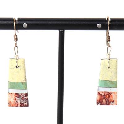 Lot 191 lovely natural shell stone earrings, zuni
