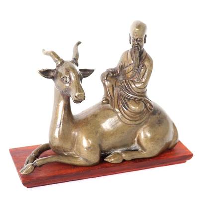 Lot 432 chinese bronze monk on gazelle