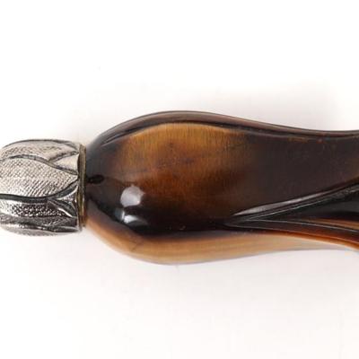 Lot 279 lovely tiger s eye & sterling silver cane finial