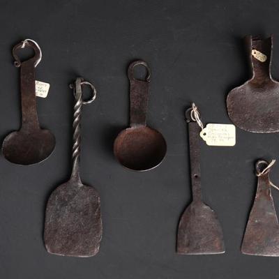 Lot 243 assorted lot of early wrought iron tools circa 1800's