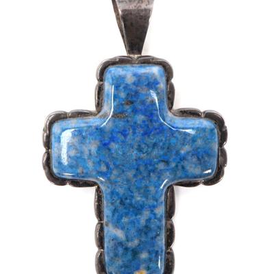 Lot 212 sterling silver lapis lazuli crucifix pendant