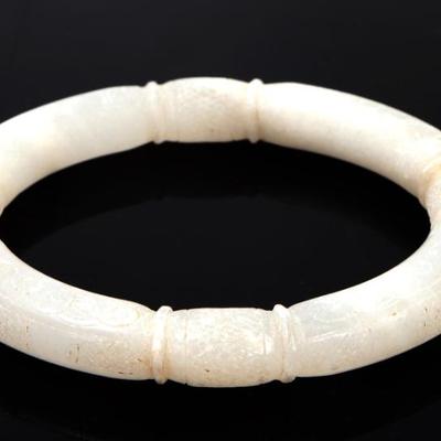 Lot 168 fine chinese white jade style bangle bracelet