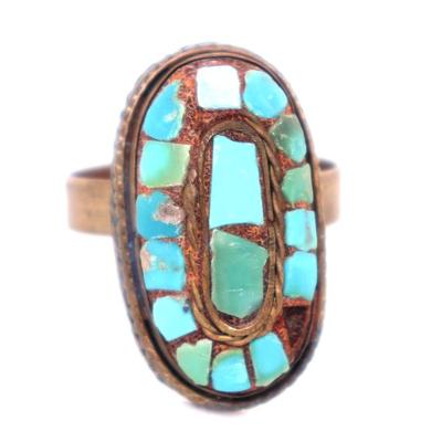 Lot 158 post medieval sino tibetan silver gilt turquoise inlay ring