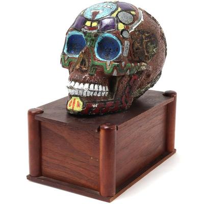 Lot 495 finely detailed folk art skull stand
