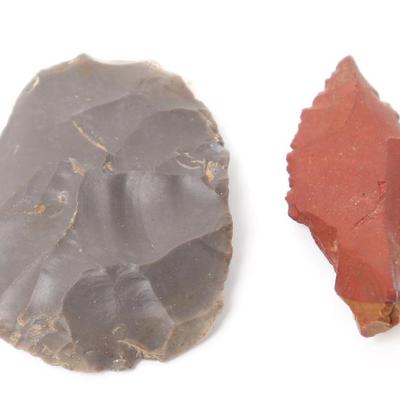 Lot 46 grey scraper red jasper arrowhead