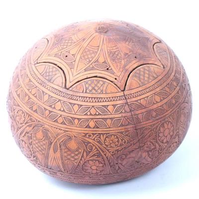Lot 454 antique peruvian carved incised gourd, circa 1900