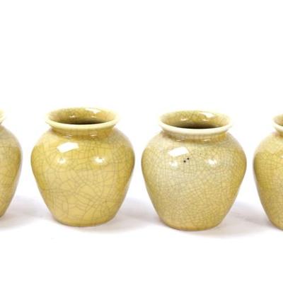 Lot 397 four chinese yellow crackle glazed vases