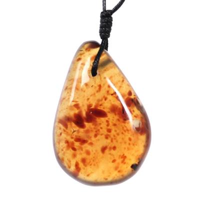 Lot 124 gorgeous raw amber polished teardrop necklace