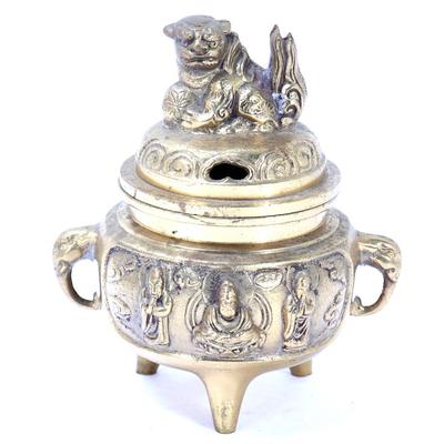Lot 437 chinese silver painted porcelain incense burner