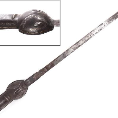 Sale Photo Thumbnail #28: Lot 28 indian silver inlaid gauntlet sword 18th c.