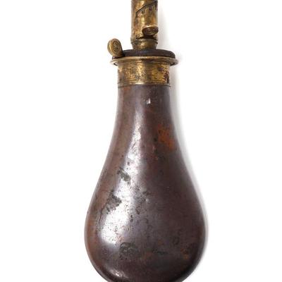 Lot 71 adjustable charge copper brass english powder flask