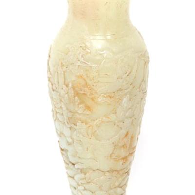 Lot 376 chinese heavy hardstone vase landscape