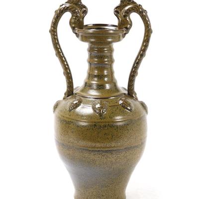 Lot 404 chinese olive green glazed vase