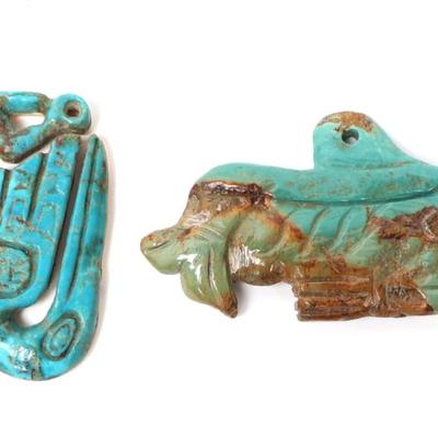 Lot 188 two native american turquoise pendants