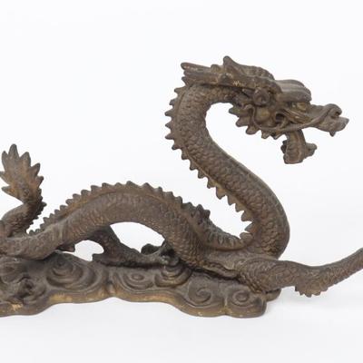 Sale Photo Thumbnail #431: Lot 431 chinese bronze dragon catching flaming pearl