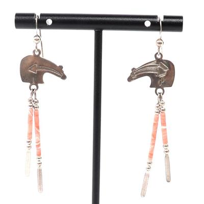 Lot 192 lovely pair of zuni bear earrings
