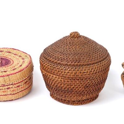 Sale Photo Thumbnail #238: Lot 238 lot of three handmade mexican baskets