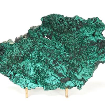 Lot 262 beautiful raw malachite slab on stand