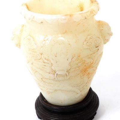 Lot 418 nice chinese hardstone vase with mounted stand