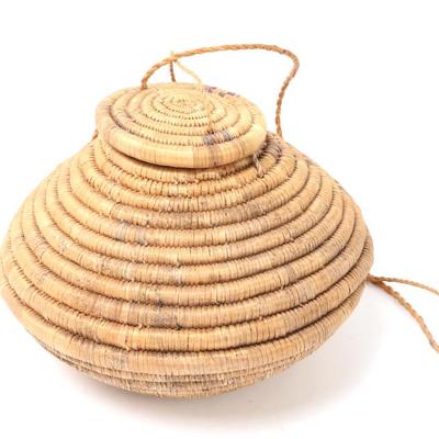 Lot 451 woven coiled hanging basket