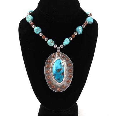 Lot 110 gorgeous hand crafted sterling silver turquoise necklace