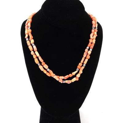 Lot 125 gorgeous raw natural coral shell bead necklace