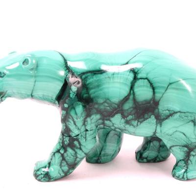 Lot 260 beautiful bright green malachite carved bear