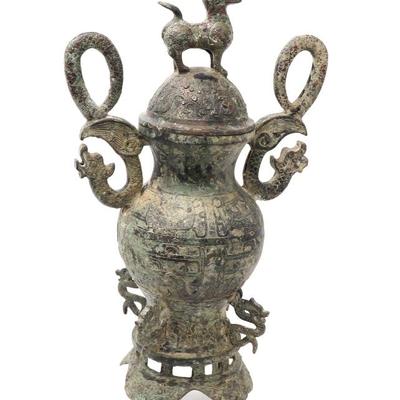 Sale Photo Thumbnail #383: Lot 383 massive archaistic chinese bronze vessel