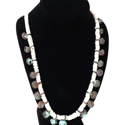 Lot 197 shell necklace w brass bells