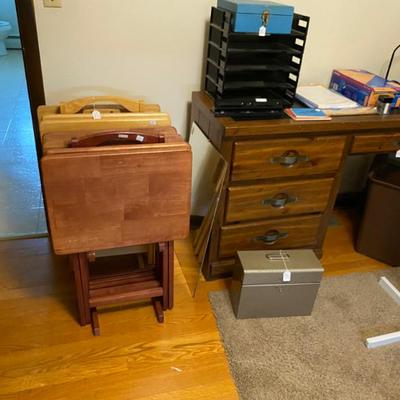 Wood TV trays. Office supplies