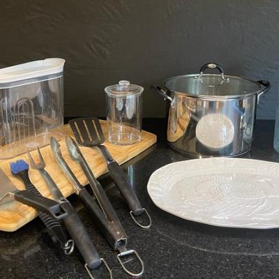 Sauce pan canisters, cutting boards