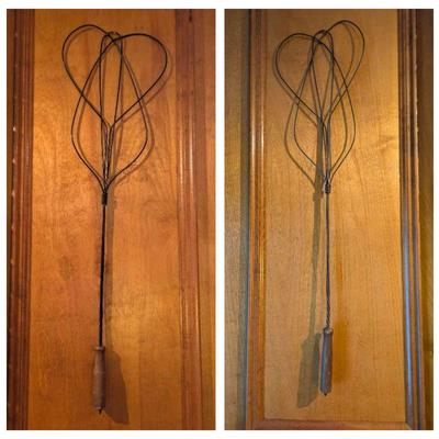 Pair of Vintage Wire Rug Beaters with Wooden Handles