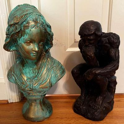 Sculptures Including Vintage Marwal “Thinking Man”