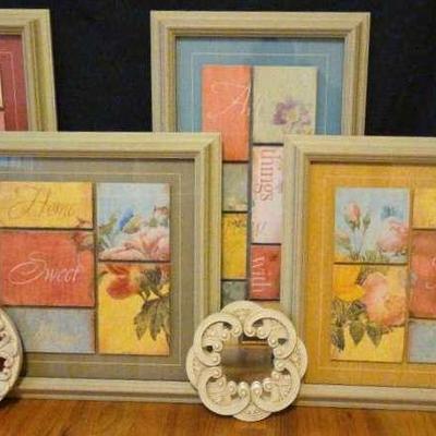 Kirkland Matted & Framed Word Art with 3 Decorative Mirrors