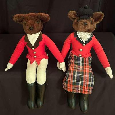 Vintage Mr. And Mrs. Fox Hunt Plush Figurines