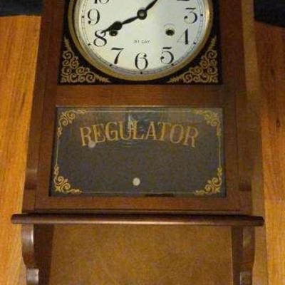 Elgin 31 Day Regulator Wall Clock & Pendulum 