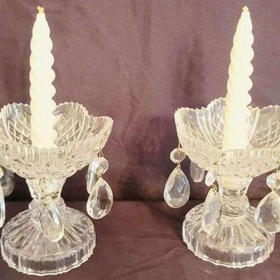 Vintage Bohemia Crystal Candle Holders