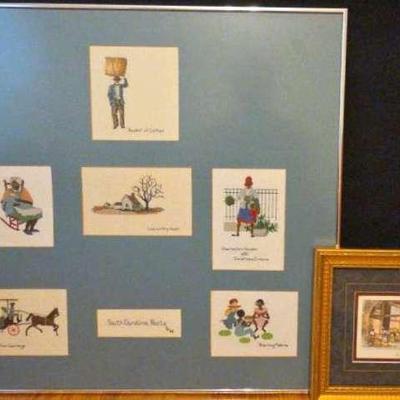 Emerson Watercolor Of Charleston Market, Cross-Stitch Matted & Framed Depicting Charleston Roots