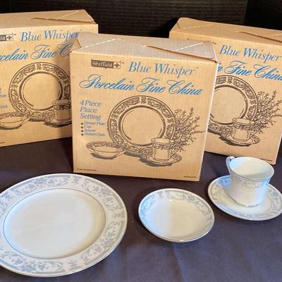 Four Piece Place Settings Featuring Blue Whisper Porcelain 