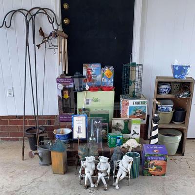 Yard Decor Including Shepherds Hooks, Wind Chimes, Bird Feeders & More 